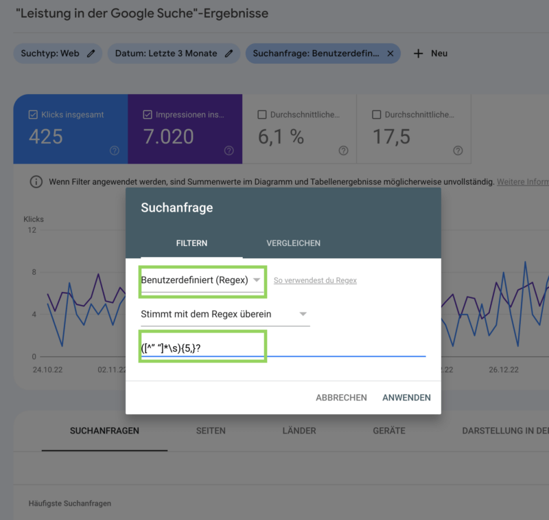 Regex in der Search Console