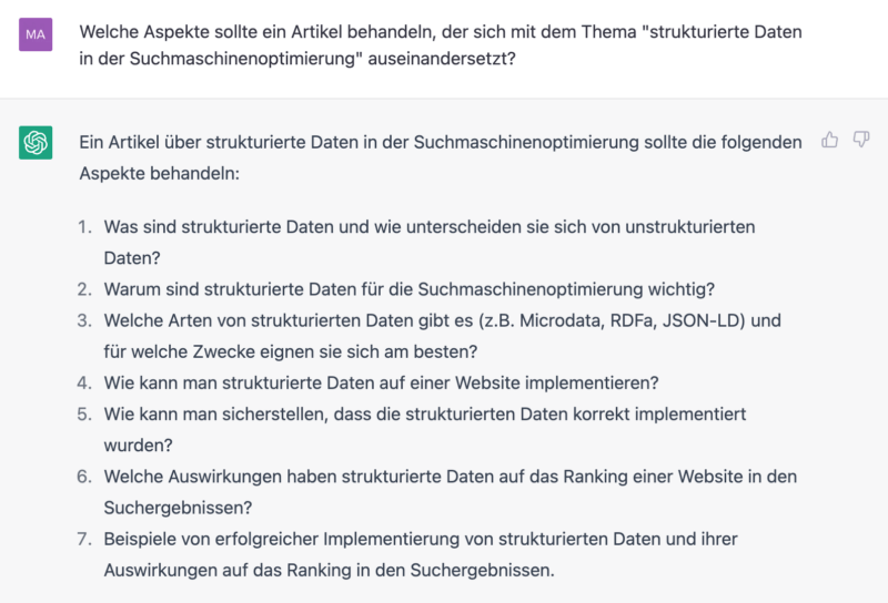 Themen Recherche mit chatGPT
