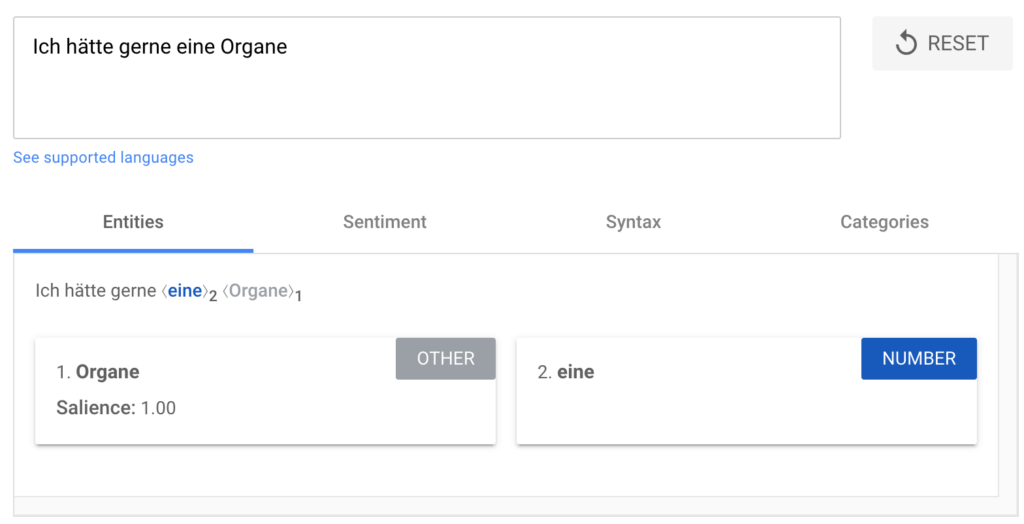 Natural Language API demo