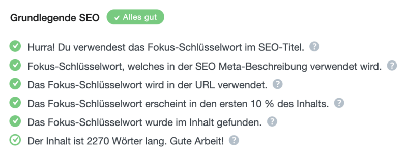 Empfehlungen von SEO Plugins