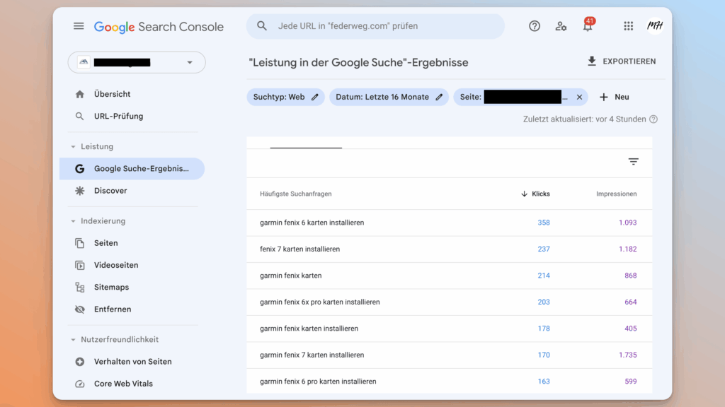 Alle Keywords, für die eine bestimmte URL rankt