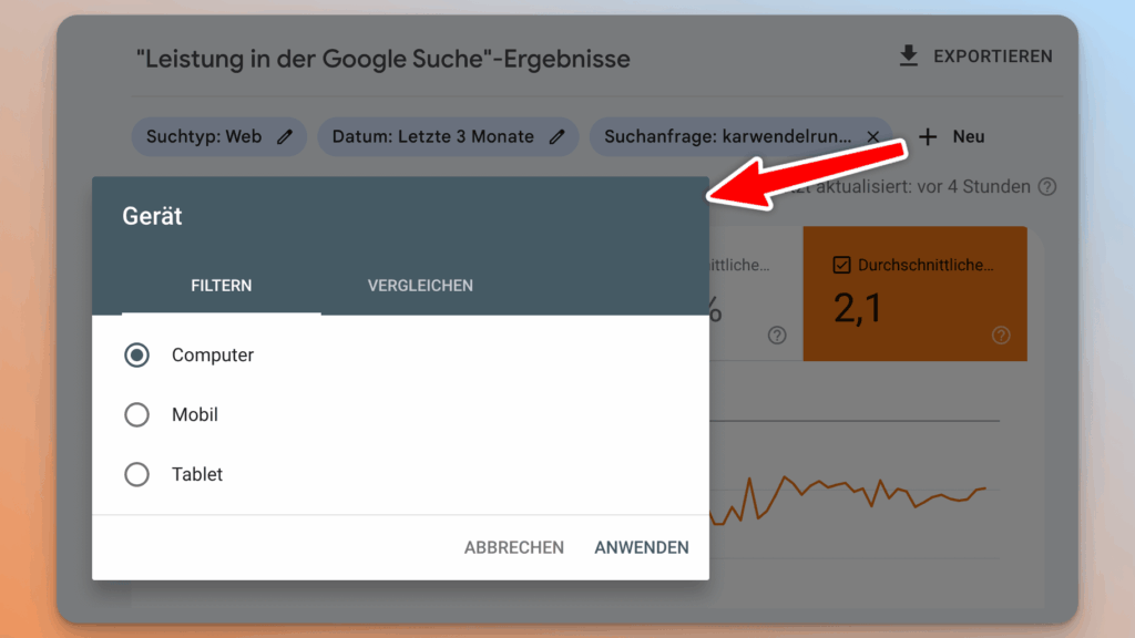 Gerätefilter in der Search Console