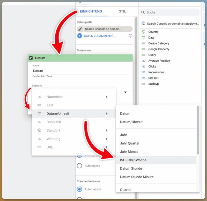 Konfiguration der Datums-Anzeige