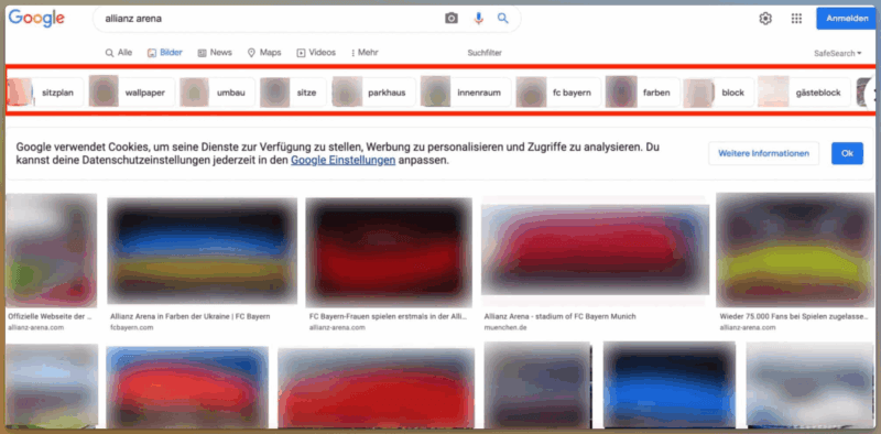 Verwandte Entitäten in der Bildersuche
