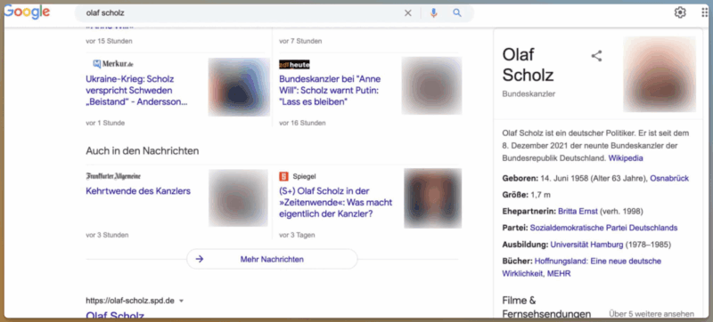 Das Knowledge Panel in den Suchergebnissen
